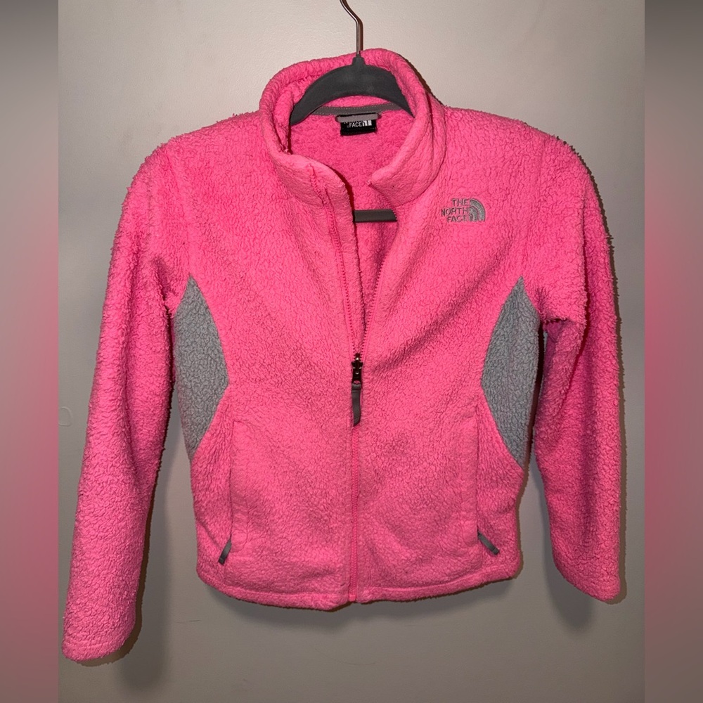 The North Face Kids Pink Fleece Jacket with Gray Accents, Girls Medium 10/12